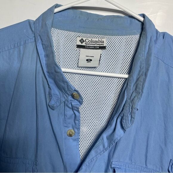 5 for $25🔥Columbia Button Front Blue Short Sleeve Shirt 3X - Picture 4 of 6